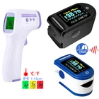 Инфракрасный бесконтактный термометр для измерения температуры тела и лба, измеритель пульса и уровня кислорода в крови, с сигнализацией лихорадки на кончик пальца