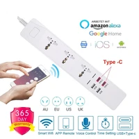 wifi universal smart power strip 3 outlets socket 2 usb 2 type c 3 0a quick charge voice control for alexa google assistant