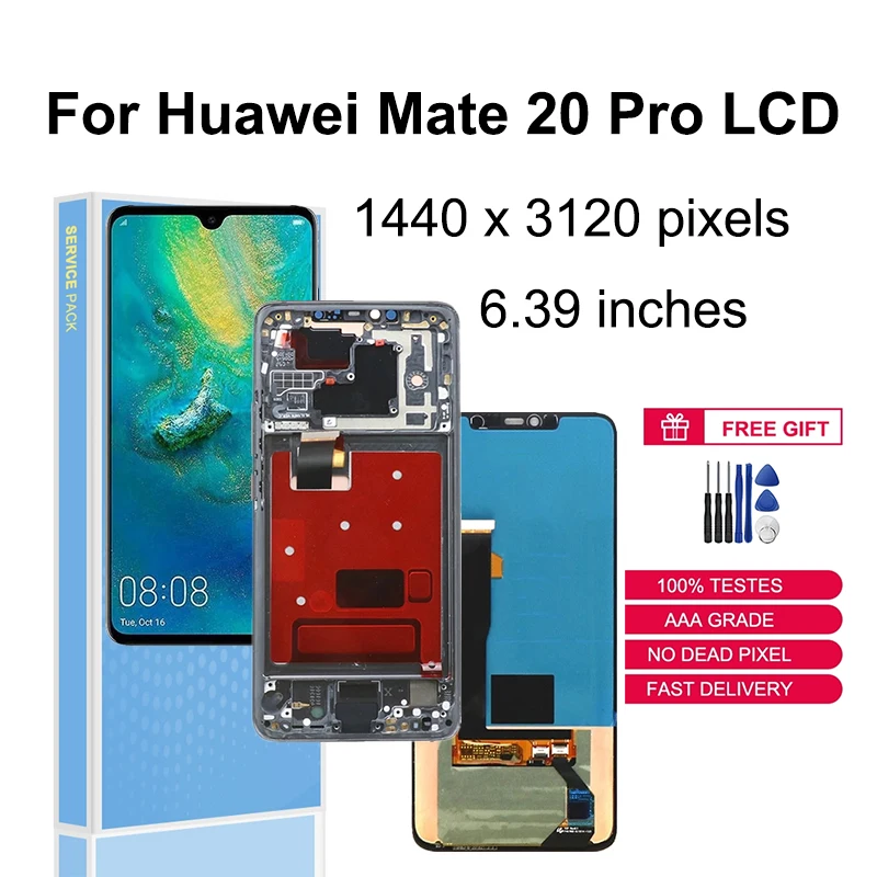 

Оригинальный ЖК-дисплей для Huawei Mate 20 Pro, сенсорный экран Mate20 Pro LYA-L09 L29, запасные части, дигитайзер в сборе с рамкой