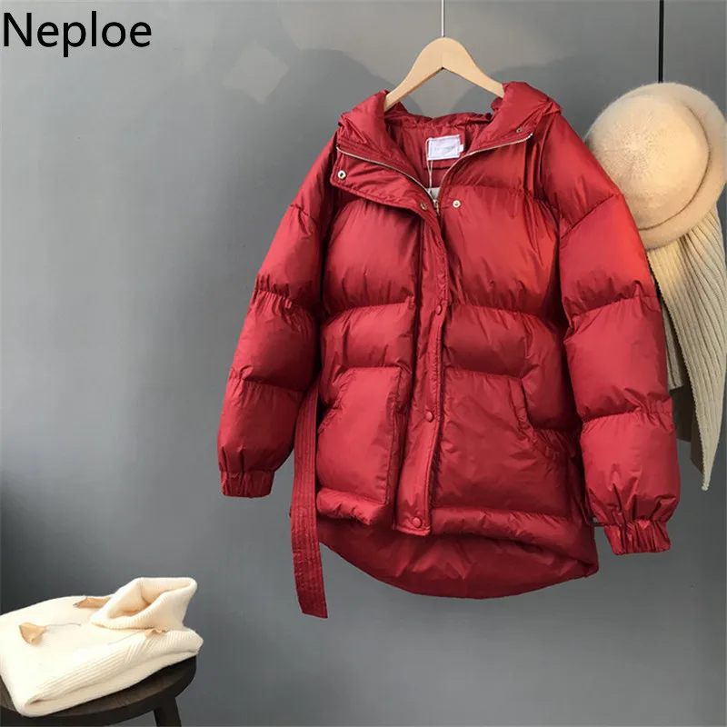 Женская куртка пуховик Neploe зимняя теплая с капюшоном в Корейском стиле верхняя