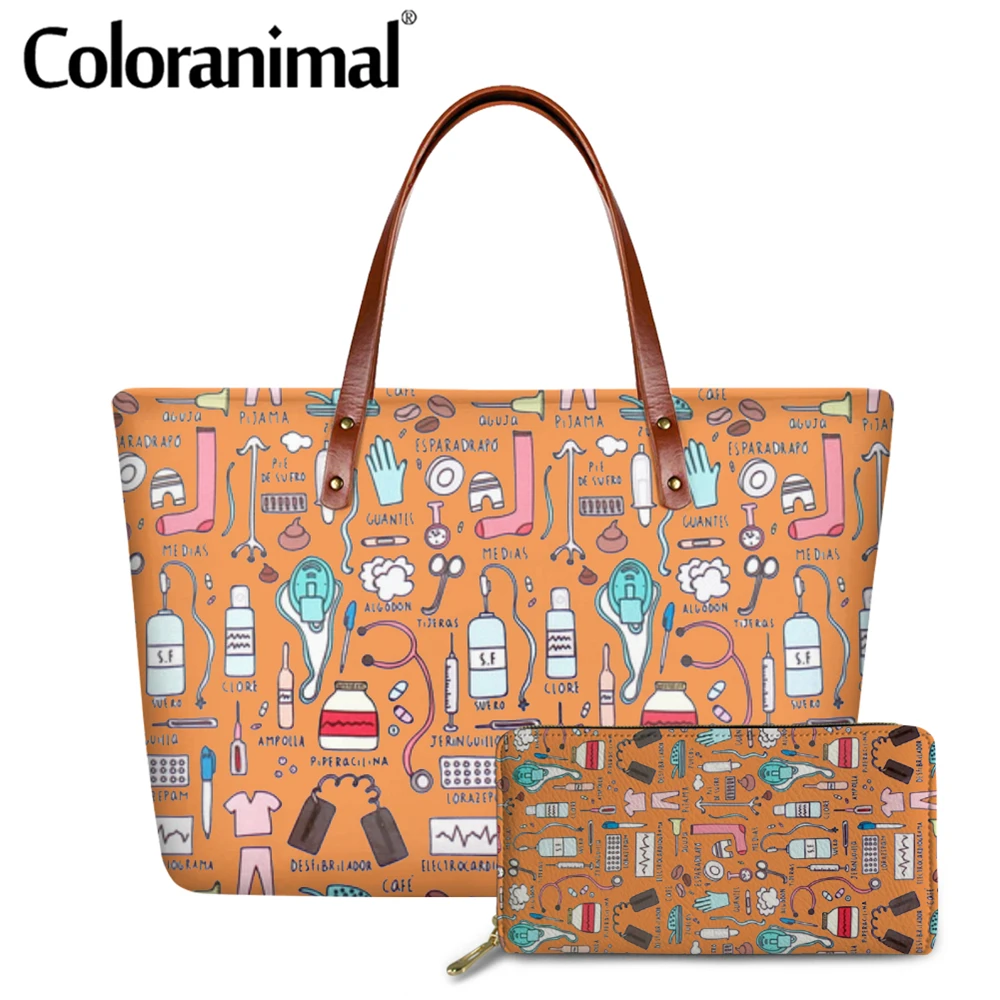 Комплект из 2 сумок и кошельков для женщин с рисунком | Багаж сумки