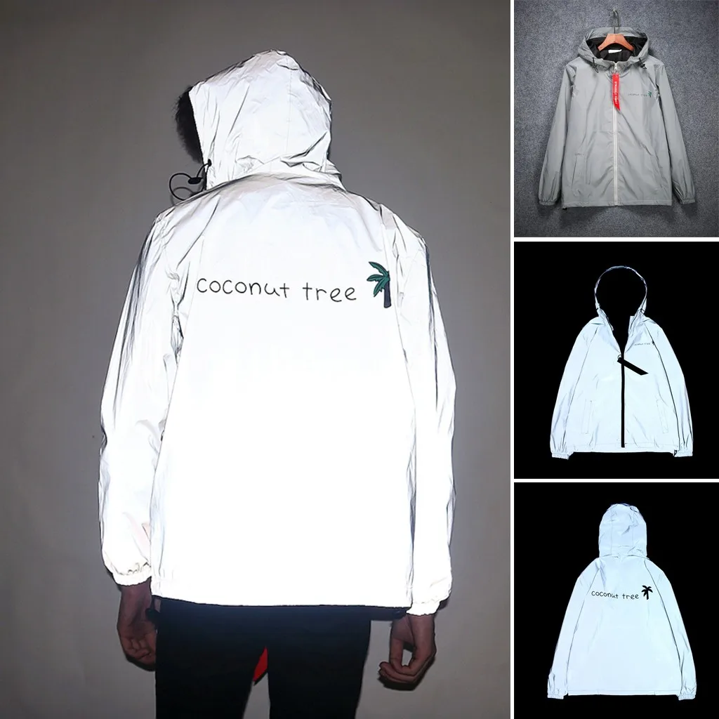Светоотражающая куртка для мужчин и женщин ветровка в стиле Харадзюку уличная