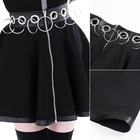 Женская черная мини-юбка в стиле готик-панк кольцо на молнии с высокой талией для женщин, уличная тонкой шёлковой сеткой для вечерние юбка-трапеция