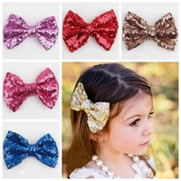 12pcsset children sequin barrettes baby girl bow hair clip photography props accessories party decoration new year gift