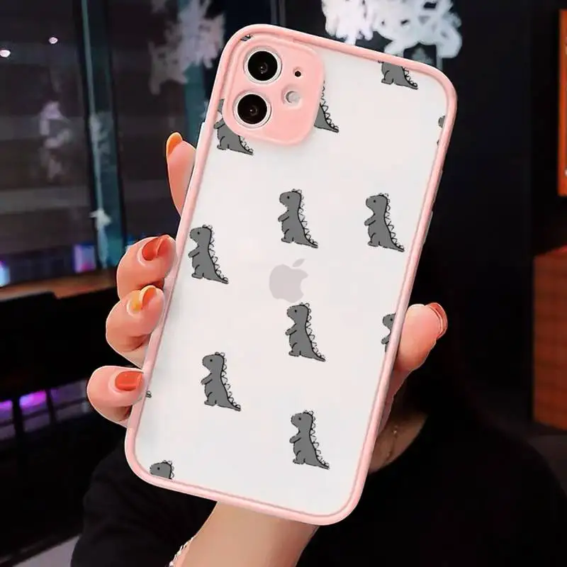 

Cute Dinosaur Baby Fashion Phone Case Matte Transparent for iPhone 7 8 11 12 s mini pro X XS XR MAX Plus cover funda