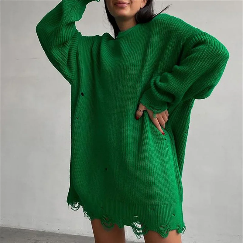 

Knit Oversized Hollow Pullover Women Sweater Autumn Warm Long Sleeve Knitted Jumper Female 2022 Loose Ladies Streetwear Top