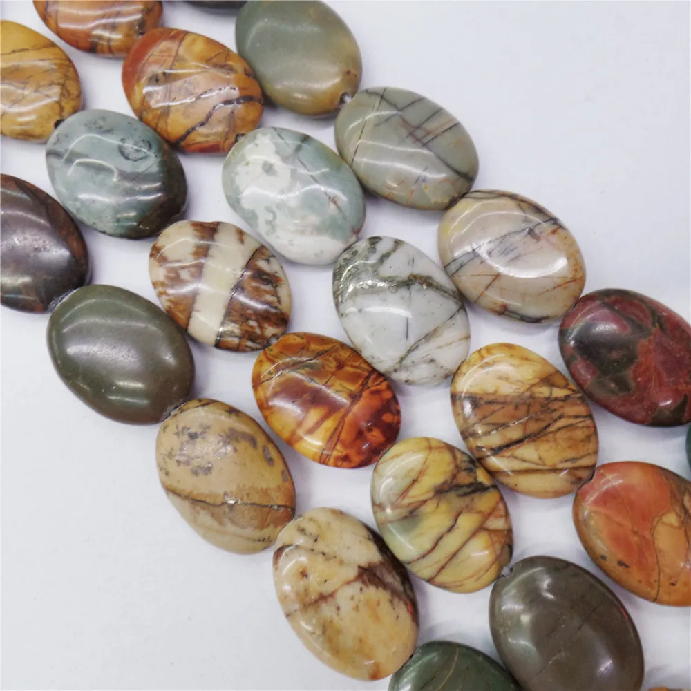 

1 Strand 16x12x5mm Natural Multi-Color Picasso Jasper Oval Loose Beads DIY Jewelry Making 15.5Inch M411