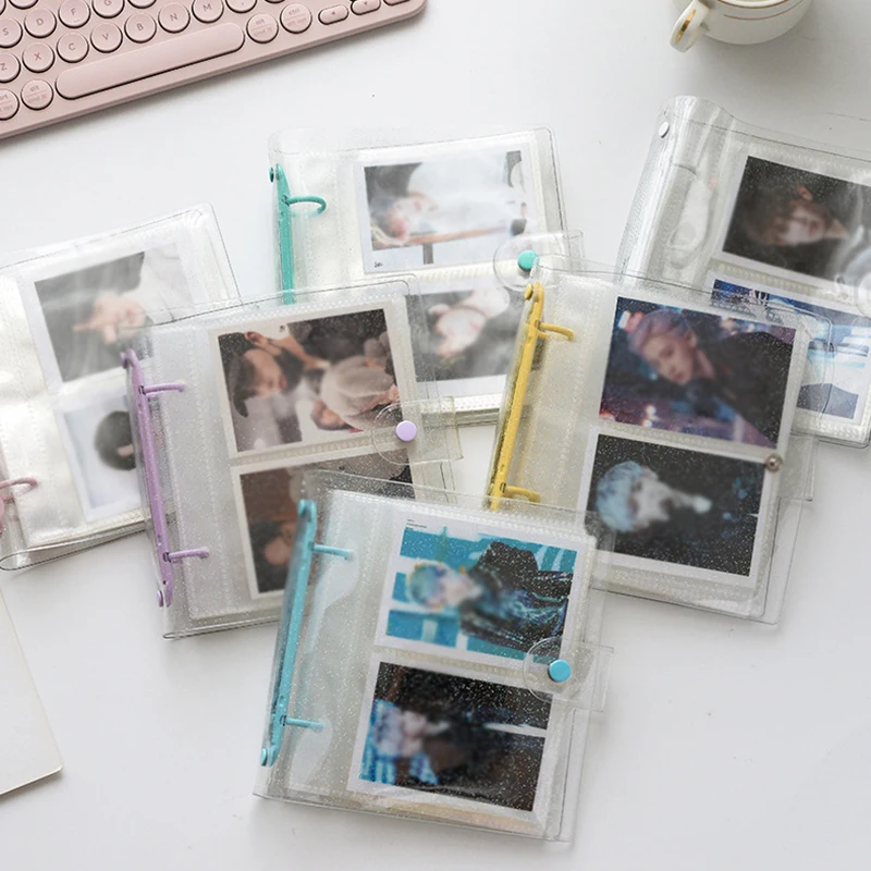 

1 PC Loose-leaf Photo Album Cute Mini Color Shiny Photo Album 3/5 Inches Large Capacity Business Card Bag Inner Sheets Pocket