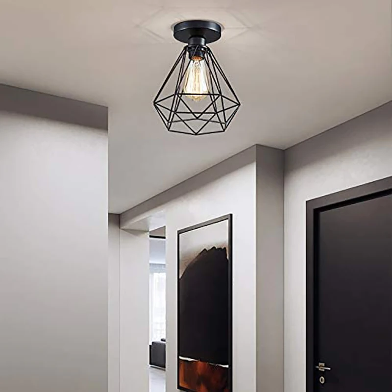 Luces de techo de jaula de Metal lámpara de techo minimalista para pasillo, iluminación interior, decoración para dormitorio y sala de estar