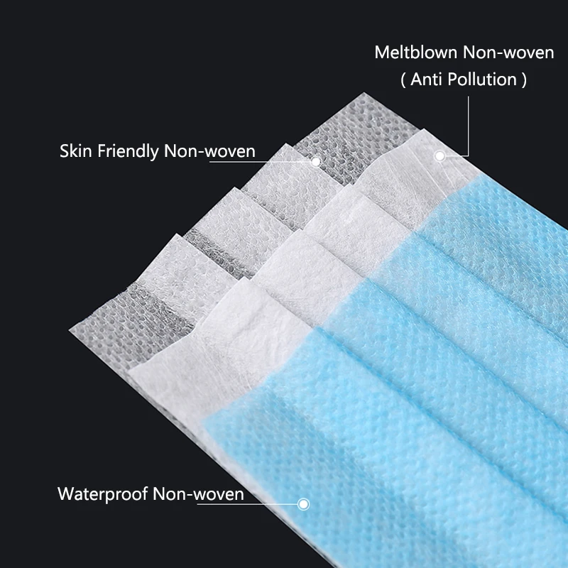 

10/20/50/100/200Pcs 3 Layer Face Masks Non-woven Mouth Masks Disposable Safety Face Masks