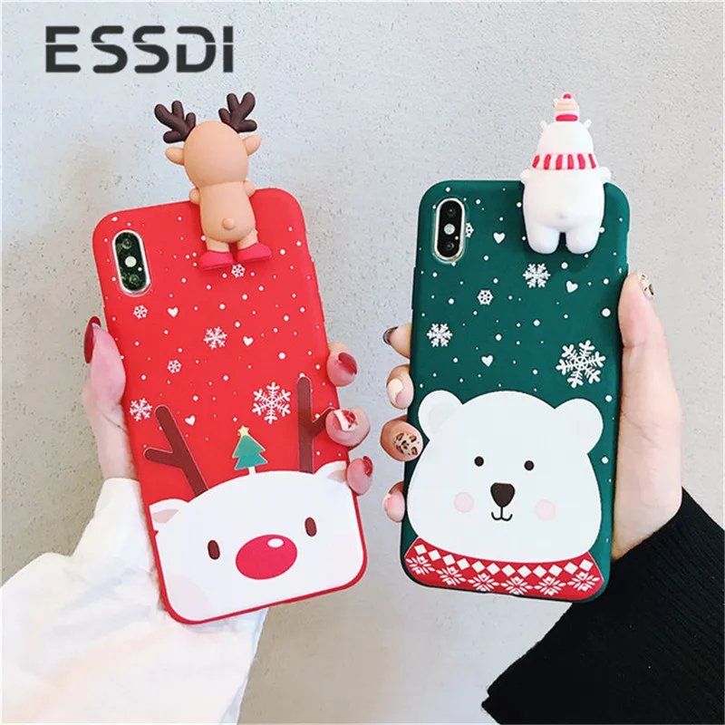 Essidi 3D кукольный чехол для телефона с рождественским рисунком iPhone X 6 6s 7 8 Plus