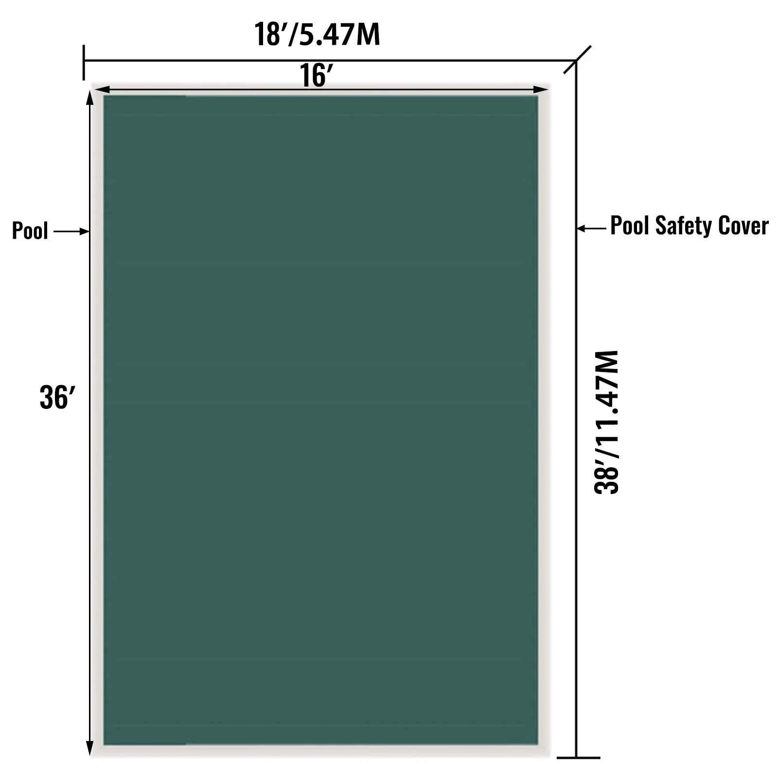 VEVOR-cubierta de seguridad para piscina, malla verde s&oacute;lida, rectangular, para el hogar, Invierno-5