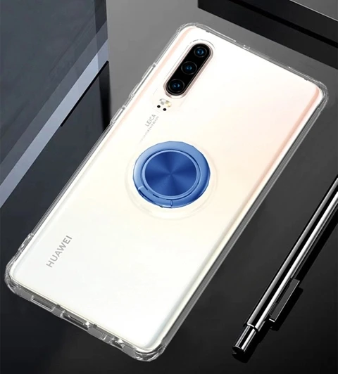Для huawei Nova 5T кольцо держатель Стенд задняя крышка магнит прозрачные чехлы для huawei Nova 5T Funde Coque - Цвет: Синий