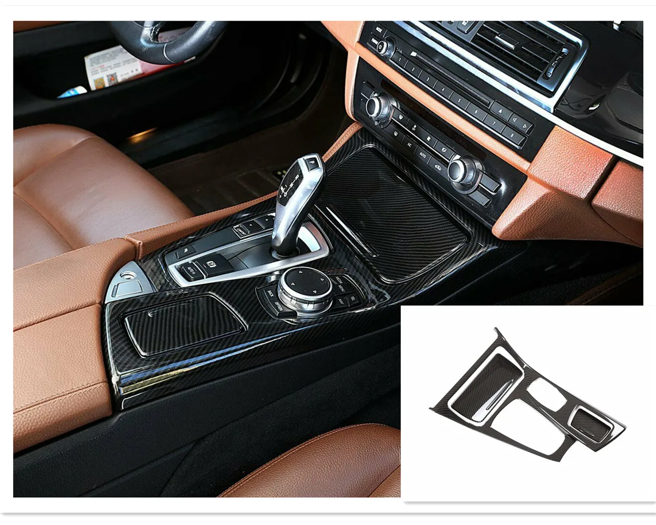 Углеродное волокно стиль для BMW 5 серии F10 2011 2017 консоль коробка передач панель