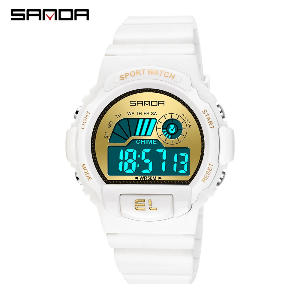 Sanda Digital Women's Watches Fashion All-match Sports Men's Watch 2021Simple Waterproof Electronic Clock for Girl Gift 6004
