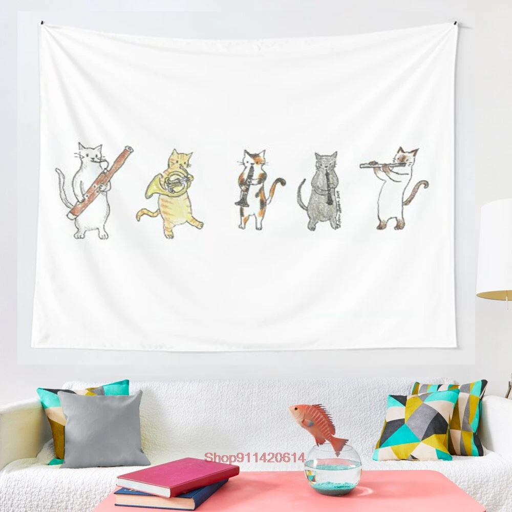 

Wind Meowtet II tapestry Wall Hanging Hand Hippie Moon Wolf Witchcraft Decoration Decor Tapestry Wall Blanket