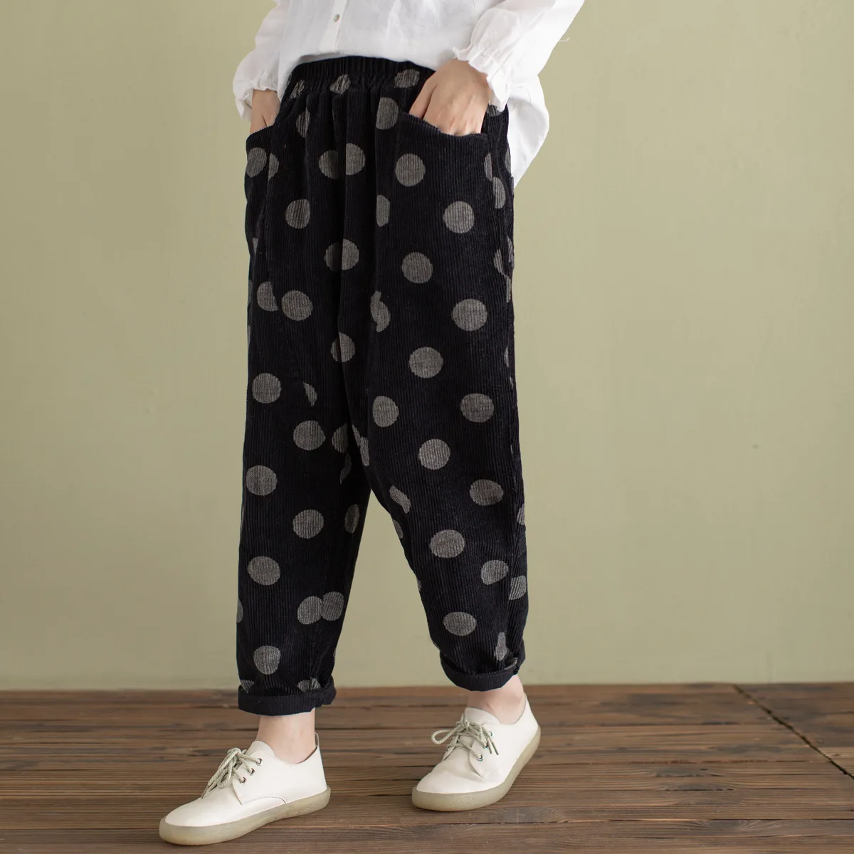 Женские брюки осень зима большой размер эластичный пояс 2019 новые женские