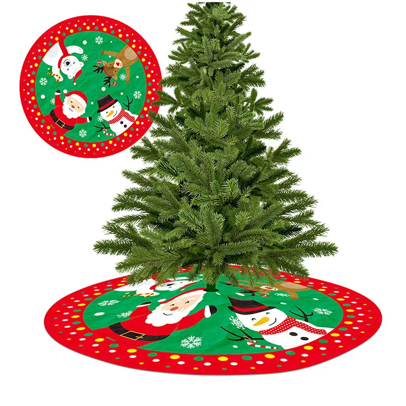 

Christmas Tree Decor Round Snowman Santa Elk Print Christmas Tree Skirt Apron Floor Carpet Xmas Decor Tree Skirt Carpet Mat