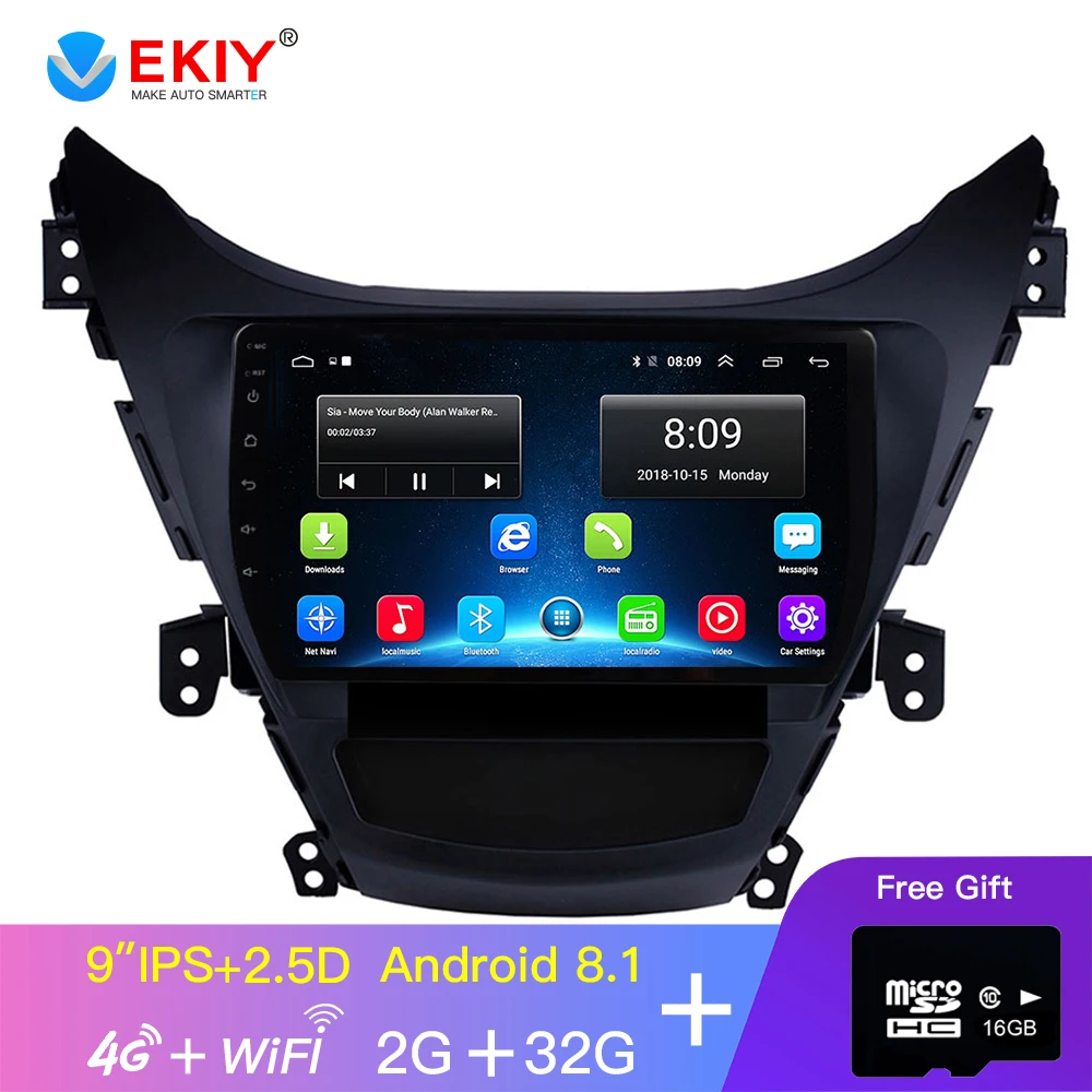 Автомагнитола EKIY 9 ''ips Android 8 1 для hyundai Elantra gps bluetooth навигация 2011 2013