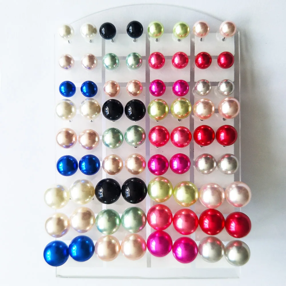 Серьги гвоздики из нержавеющей стали простого дизайна 12 мм цветные сверкающие