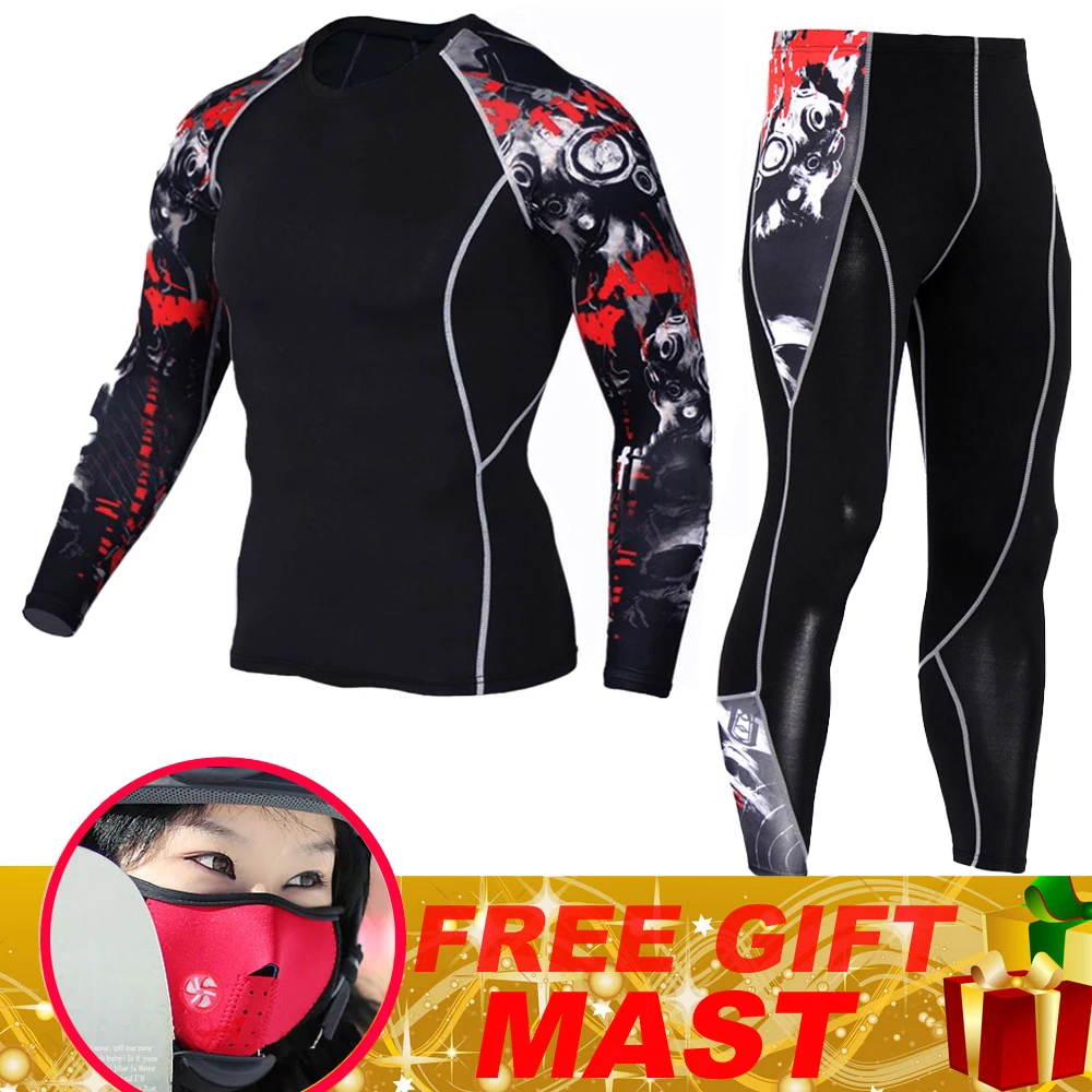 

Motorcycle Men's Outdoor Sport Fleece Thermal Underwear Skiing Warm Super Elastic Base Layers Tight Long Johns Tops Pants Set
