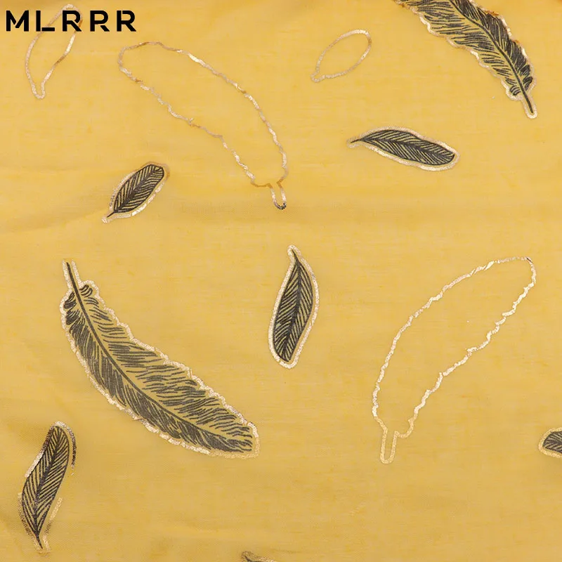 MLRRR Новая мода перо печать шарф горячее тиснение золотом длинный для женщин