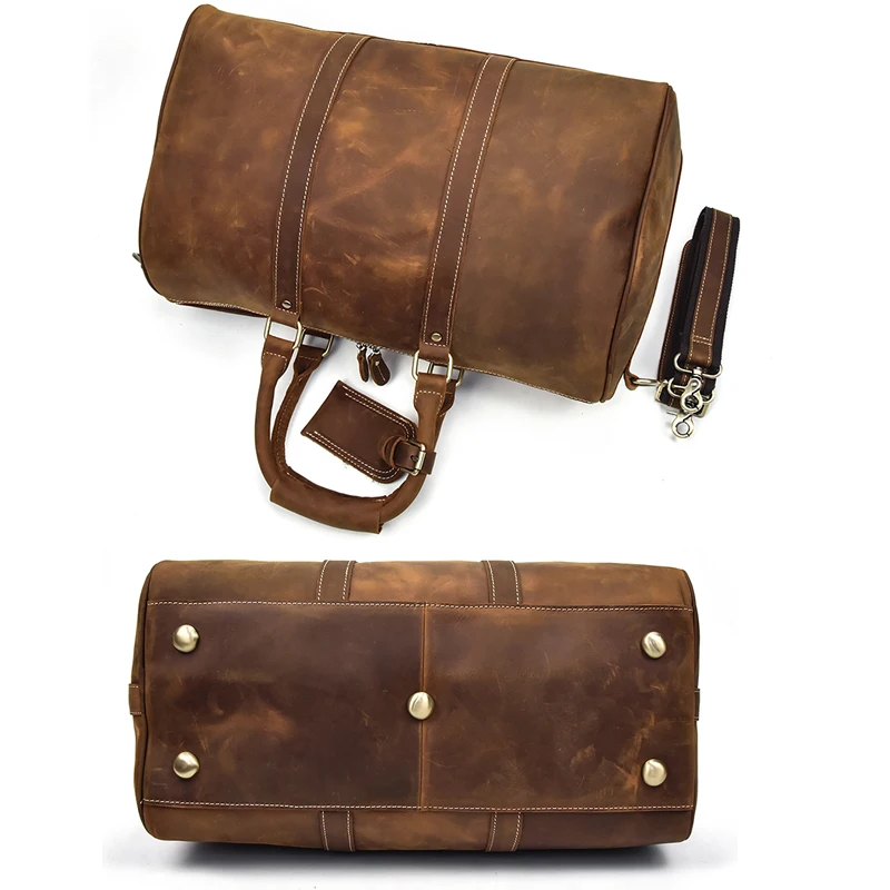 Винтажная Дорожная сумка из натуральной кожи темно коричневого цвета 18 дюймов