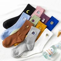 2021 new moon cosplay socks pure cotton lovely embroidery 1 pair streetwear personalized fashion clothing accessories