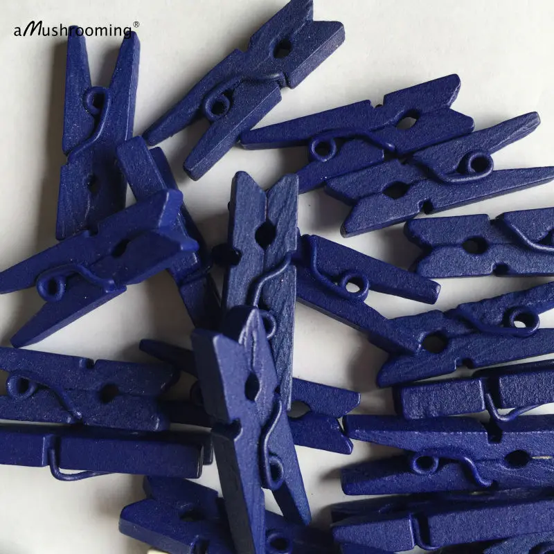 navy blue X50 пиратские тематические вечерние мини деревянные прищепки красные или черные крафтовые колышки пиратские вечерние декоративные зажимы на свадьбу День рождения фото плакат - Цвет: navy blue