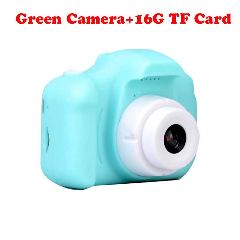 Green Camera-16G TF Мини цифровая камера игрушки для детей 2 дюймов HD экран платная фотография Реквизит милый ребенок подарок на день рождения игры на открытом воздухе - Цвет: Green Camera-16G TF