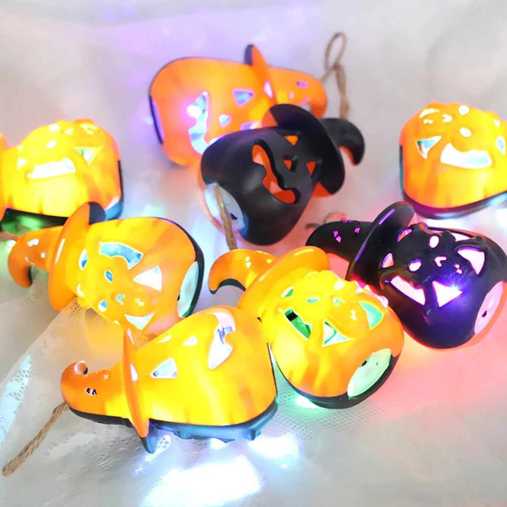 

12pcs Resin Halloween Pumpkin Lantern Portable Horror Ornament Decor Skull Candle Lamp Venue Decor Props Creative Led Pony Light