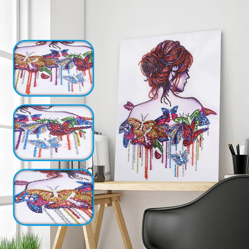 

5D Diamond Painting Girl Shaped Pattern Cross Stitch Partial Drill DIY Diamond Embroidery Kits Art Crafts Home Wall Decoration