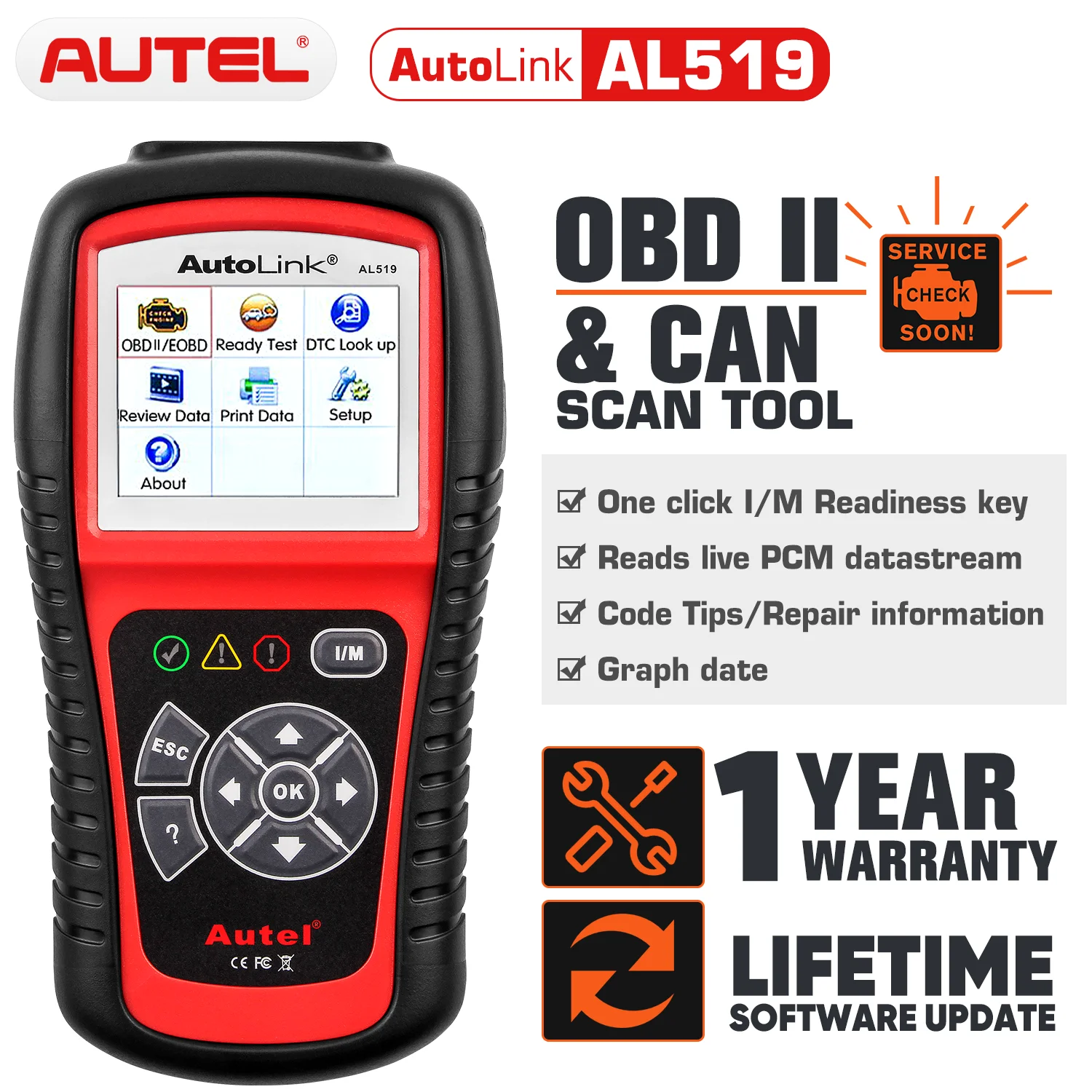 Autel AL519 OBD2 Авто диагностический сканер инструмент OBD 2 Автомобильный Eobd (система