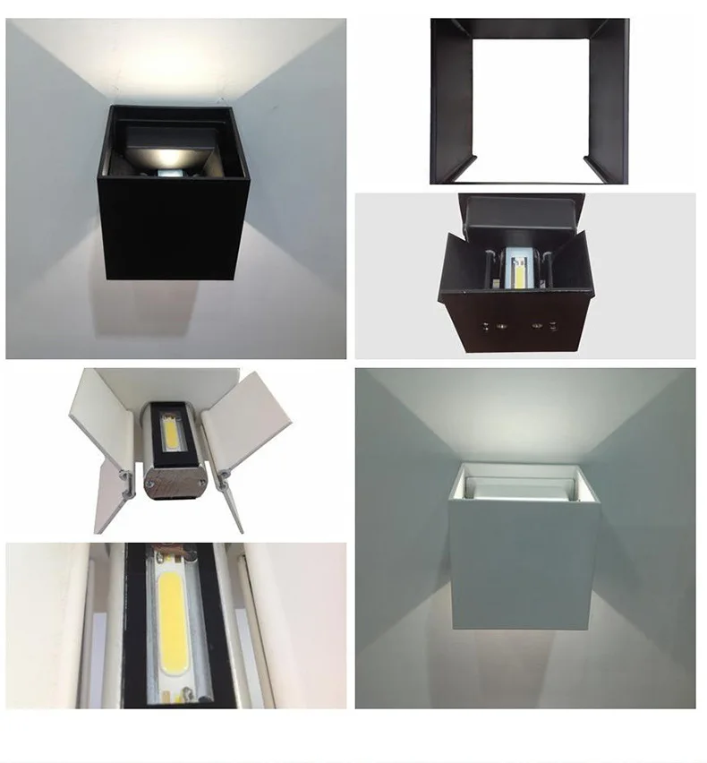 LED Wall Light Adjustable 7W 12W IP65 Square Waterproof Indoor Outdoor Aluminum Lamp Surface Mounted Bedroom Living Room | Лампы и