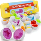 12 шт., детские развивающие яйца по методике Монтессори, головоломка для раннего обучения, с геометрической формой, с буквами алфавита