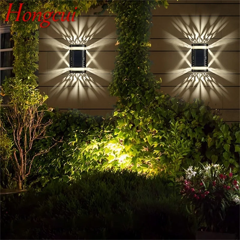 

Hongcui Outdoor Solar Wall Sconces Light LED Contemporary Waterproof IP65 Lamp for Home Balcony Decoration