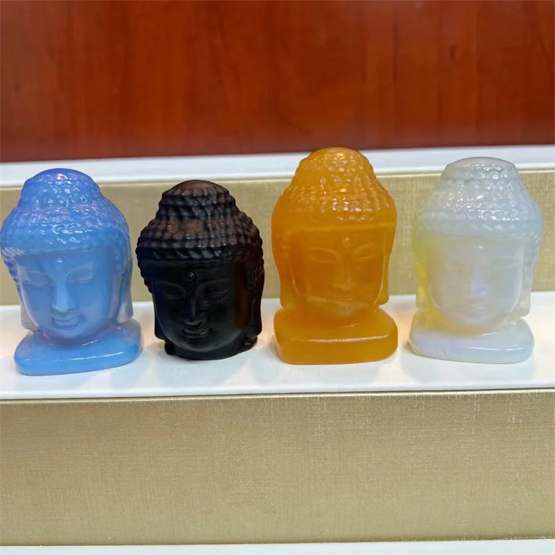 

1PCS Natural Quartz Crystal Buddha Head Gemstone Handmade Carvings Fengshui Ornament Feng Shui Craft Home Decor Stone 5.5cm