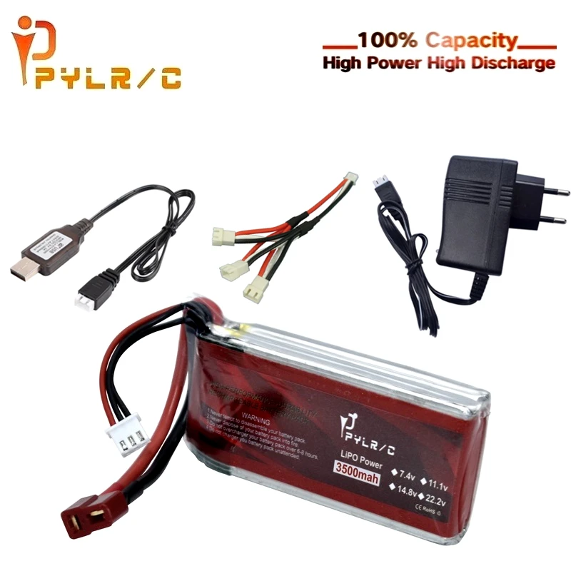 

HOT SALE 7.4V 3500mAh 45C Max 60C RC Lipo Battery Charger Sets For Wltoys 12428 12423 RC Car feiyue 03 Q39 parts 2s Car Battery