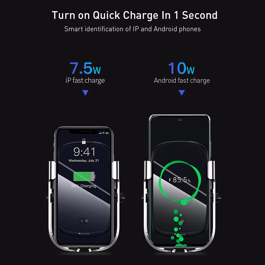 10 Вт Qi Беспроводное Автомобильное зарядное устройство для iPhone автомобильное беспроводное зарядное устройство интеллектуальное инфракрасное Быстрое беспроводное зарядное устройство для автомобильного телефона
