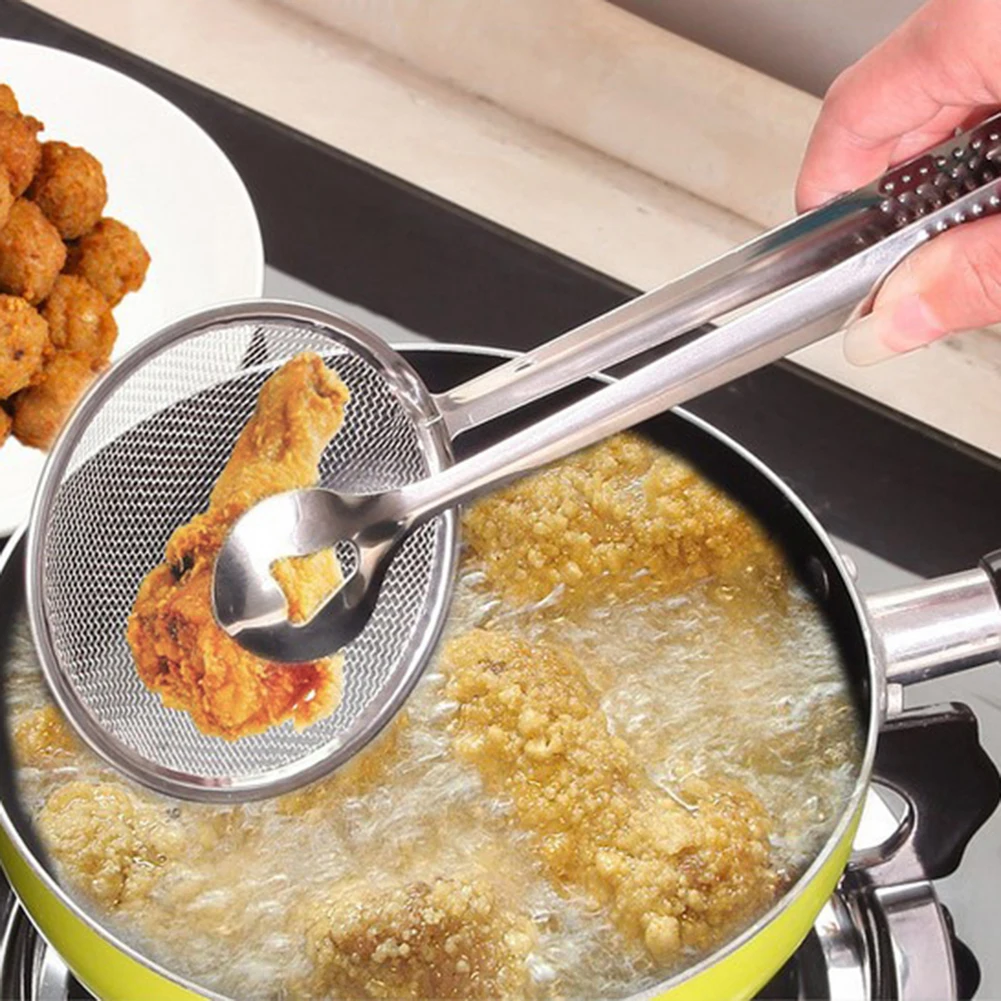 Stainless Steel Filter Spoon with Clip Fried Food Chicken Drumsticks Colander | Дом и сад
