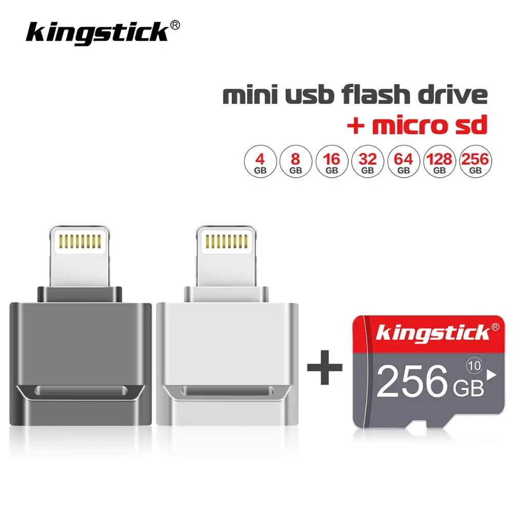 

Usb-флеш-накопитель kingstick 2 в 1, для iPhone 7, 7Plus, 8, X, Otg, Lightning