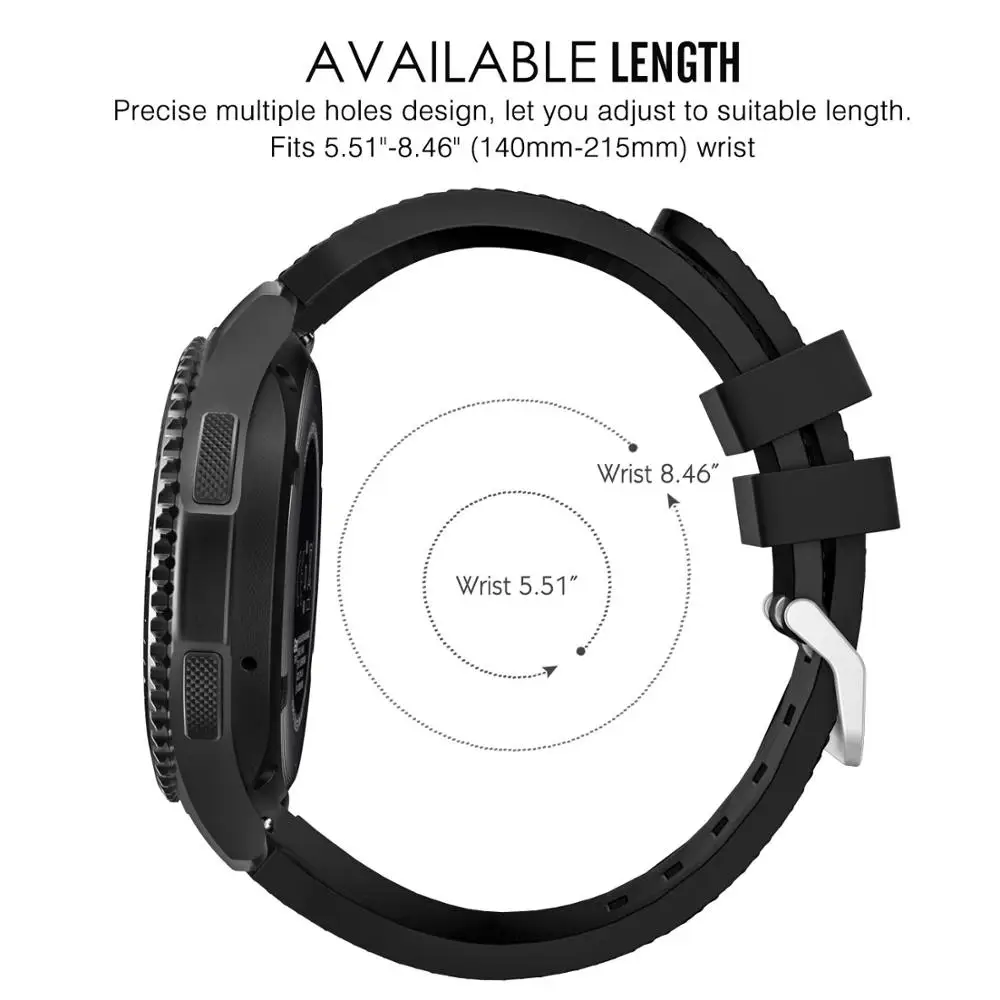 20mm 22mm Band for Samsung Galaxy Watch 3/46mm/42mm/active 2 Gear s3 Frontier/S2 silicone bracelet Huawei GT/2/2e/GT2 Pro strap