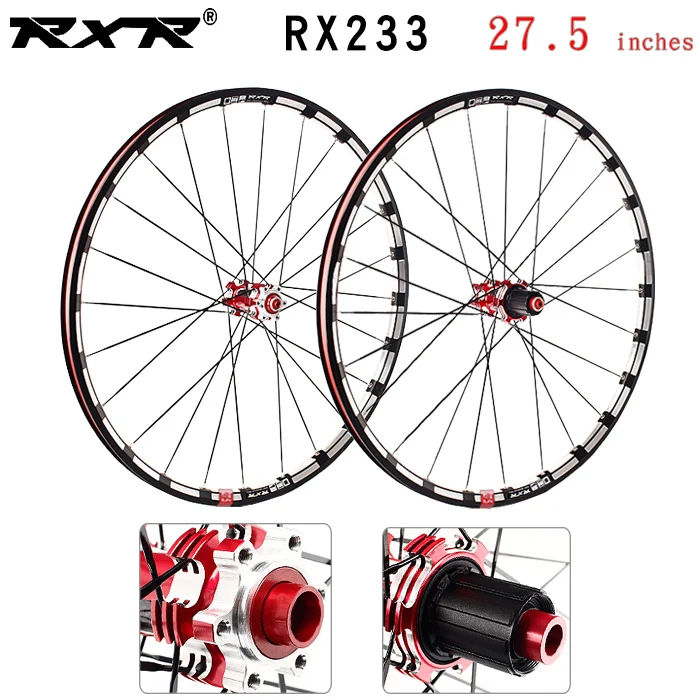 27.5 Red 100x142mm RXR 27," RX233 колесная карбоновая ступица MTB дисковый тормоз 5 подшипников комплекты велосипедных колес горный велосипед 7-11Speed через ось/QR MTB колеса - Цвет: 27.5 Red 100x142mm