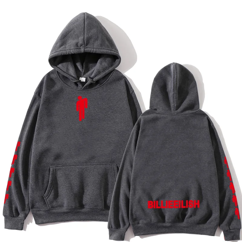 Dark gray Новая популярная толстовка с капюшоном Billie Eilish Mannen Zwarte Katoenen, толстовка с капюшоном Paar Billie Eilish, теплая толстовка с капюшоном для дома/manne - Цвет: Dark gray