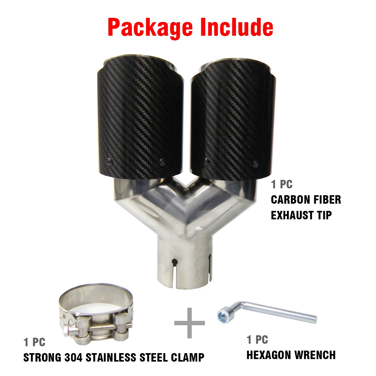 Двойной углеродное волокно + 304 Нержавеющая сталь Универсальный наконечник