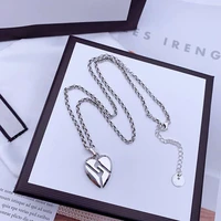 female elegant fashion heart pendant necklace original brand high quality jewelry logo holiday gift