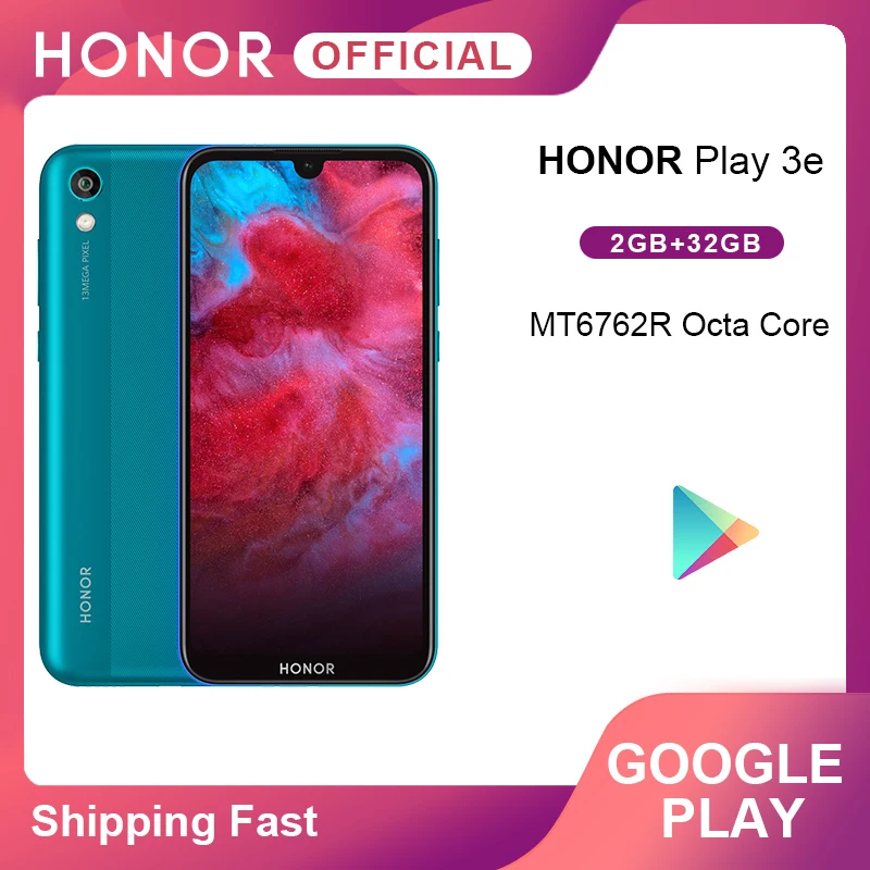 Оригинал HONOR Play 3e 3 e MT6762R Helio P22 Гб 64 мобильный телефон Восьмиядерный 5 71 дюймов 13 МП