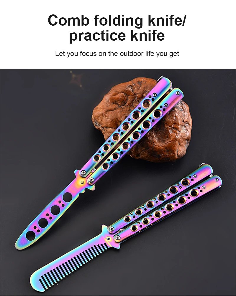 

Butterfly Knife Six-Hole Butterfly Practice Knife Training Knife All-Steel Butterfly Play Knife Beginner Unedged Butterfly Knife