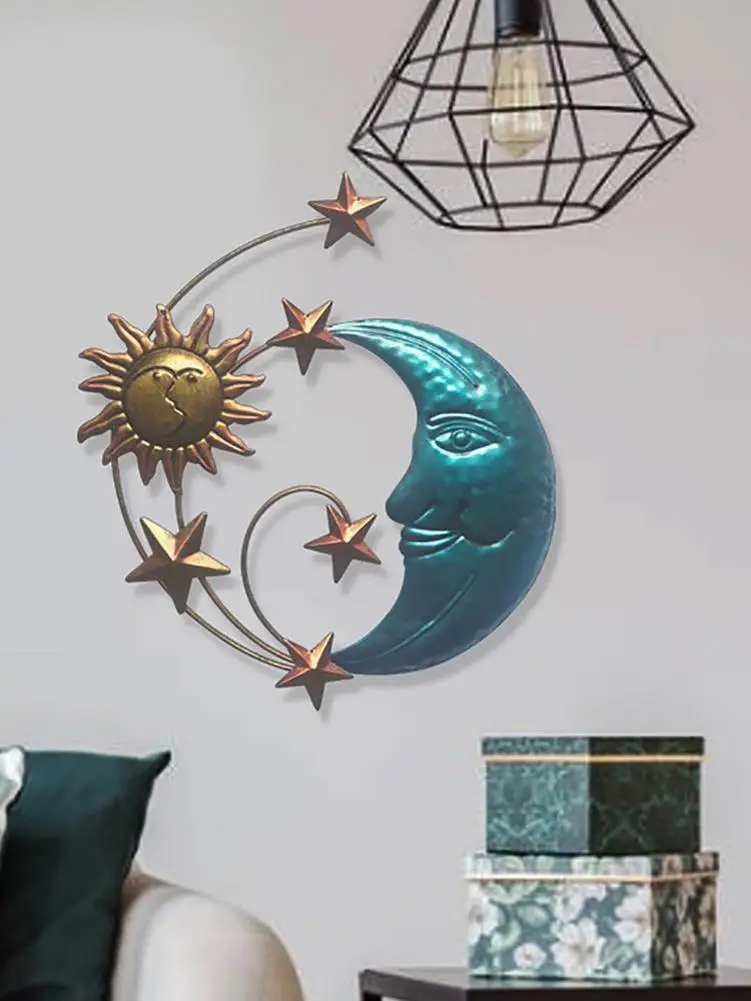 

Настенный декор «солнце и луна», современная металлическая статуя, украшение для дома, гостиной