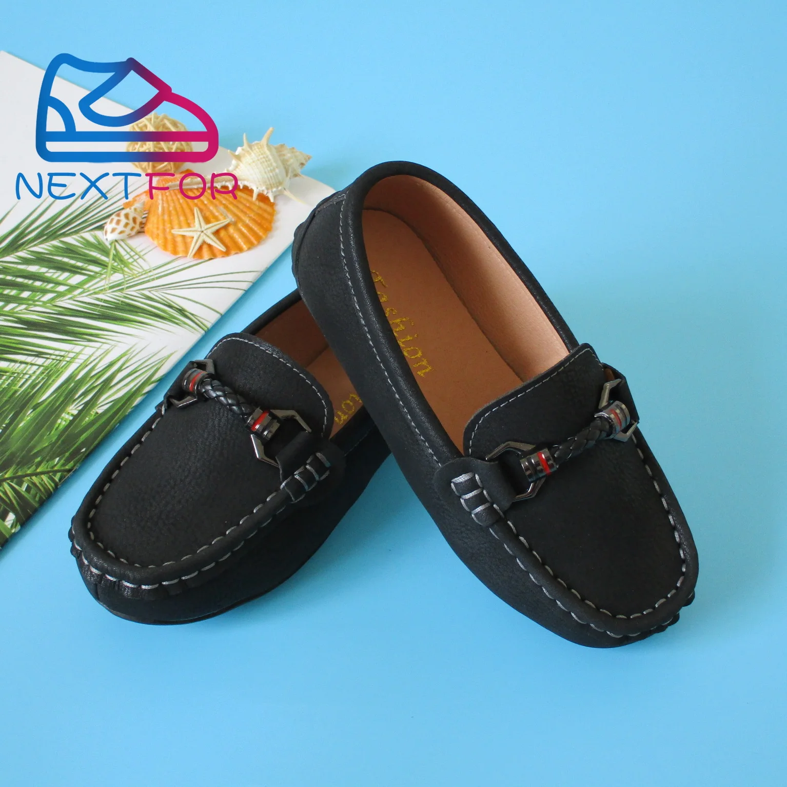 

Туфли детские из ПУ кожи, Классические лоферы, легкая мягкая подошва, без застежки, низкие лоферы, повседневная обувь для мальчиков, черные к...